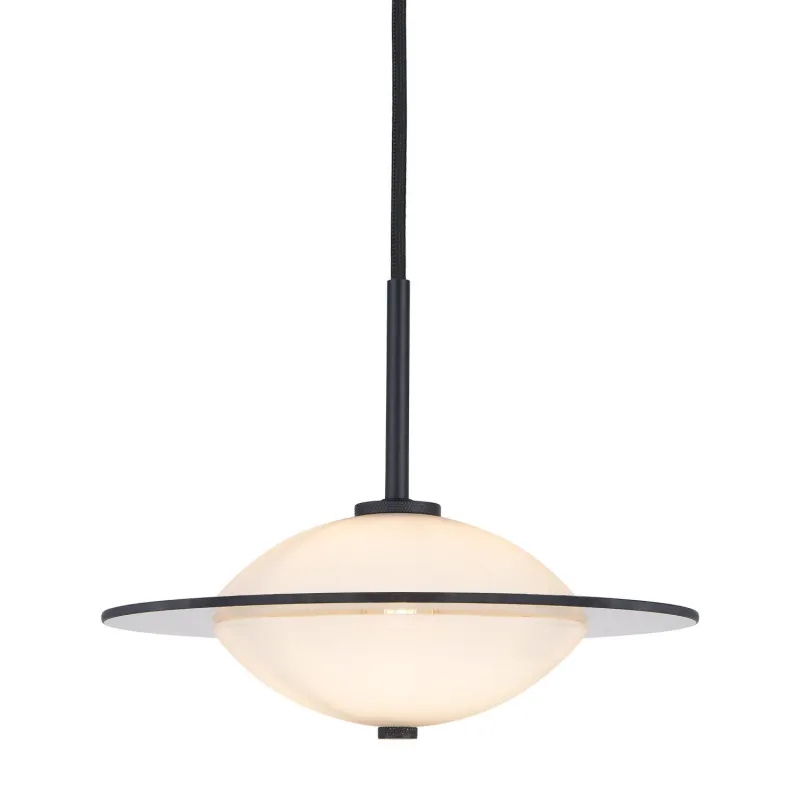 Orbit suspension diam.24cm verre opal, noir metal G9