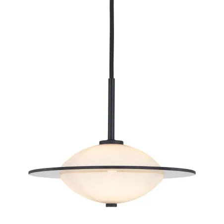 Orbit suspension diam.24cm verre opal, noir metal G9
