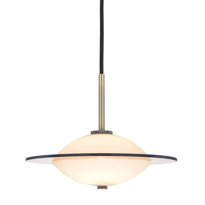 Orbit suspension diam.24cm verre opal, métal laiton antique G9
