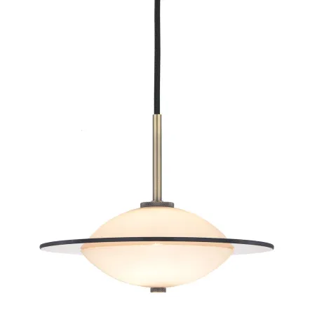 Orbit suspension diam.24cm verre opal, métal laiton antique G9