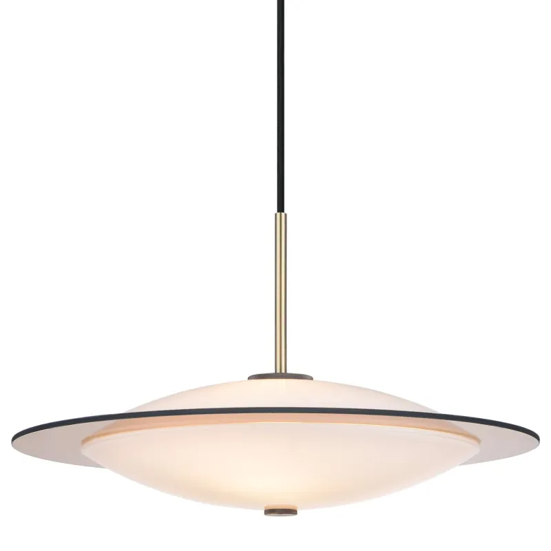 Orbit suspension diam.40cm verre opal, métal laiton antique 3XG9