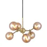 ATOM mini lustre laiton antique et ambre verre, 6xG9