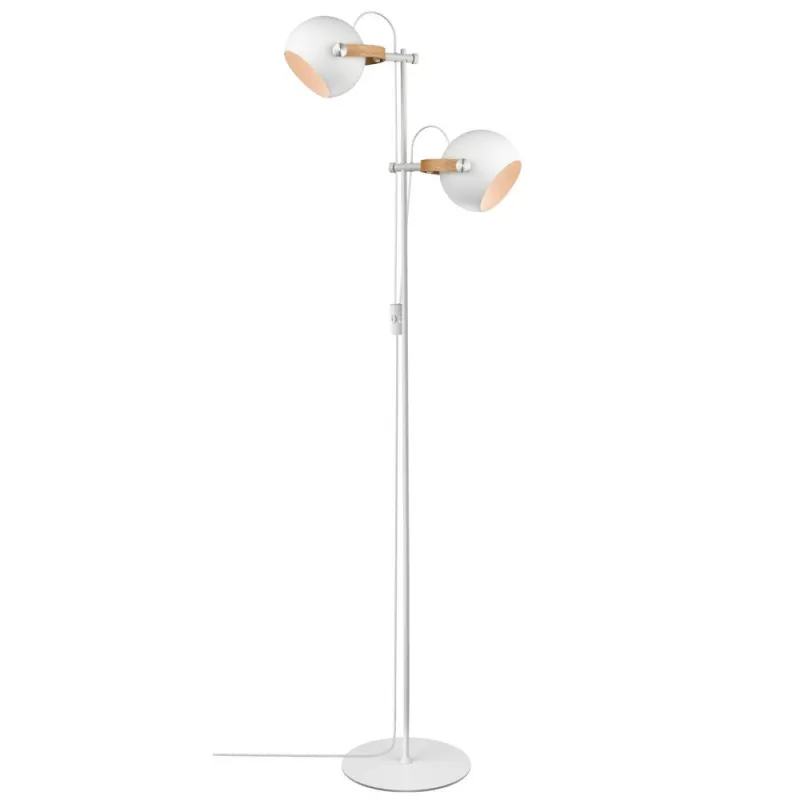 D.C  lampadaire 2L Ø18 E27, blanc / chêne