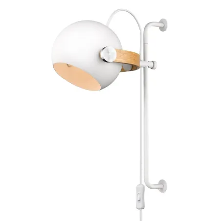 D.C  applique Ø18 long E27,  blanc / chêne