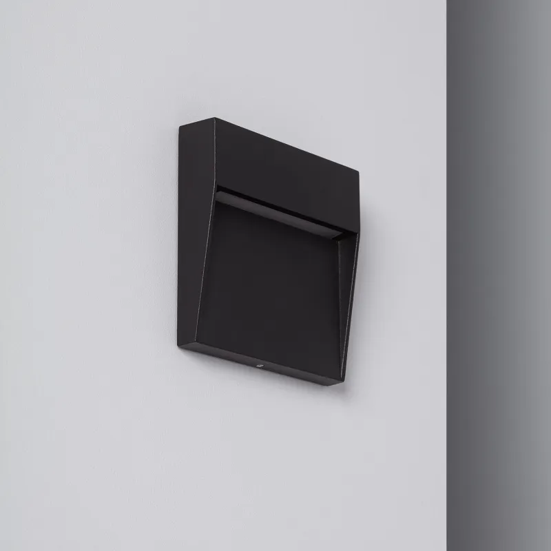Applique balisage extérieur 4w led mural carré noir-135 lumens étanche ip54