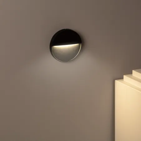 Applique balisage extérieur 4w led mural rond noir-135 lumens étanche ip54