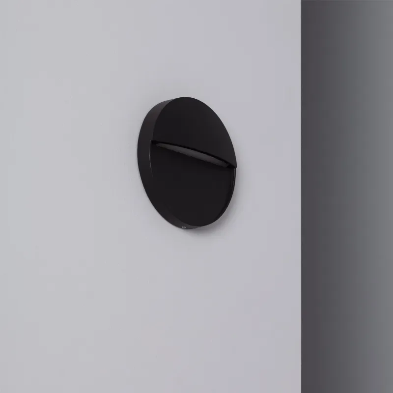 Applique balisage extérieur 6.5w led mural rond noir-250 lumens étanche ip54