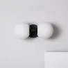 Applique murale noire double boule blanches culot e27