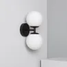 Applique murale noire double boule blanches culot e27