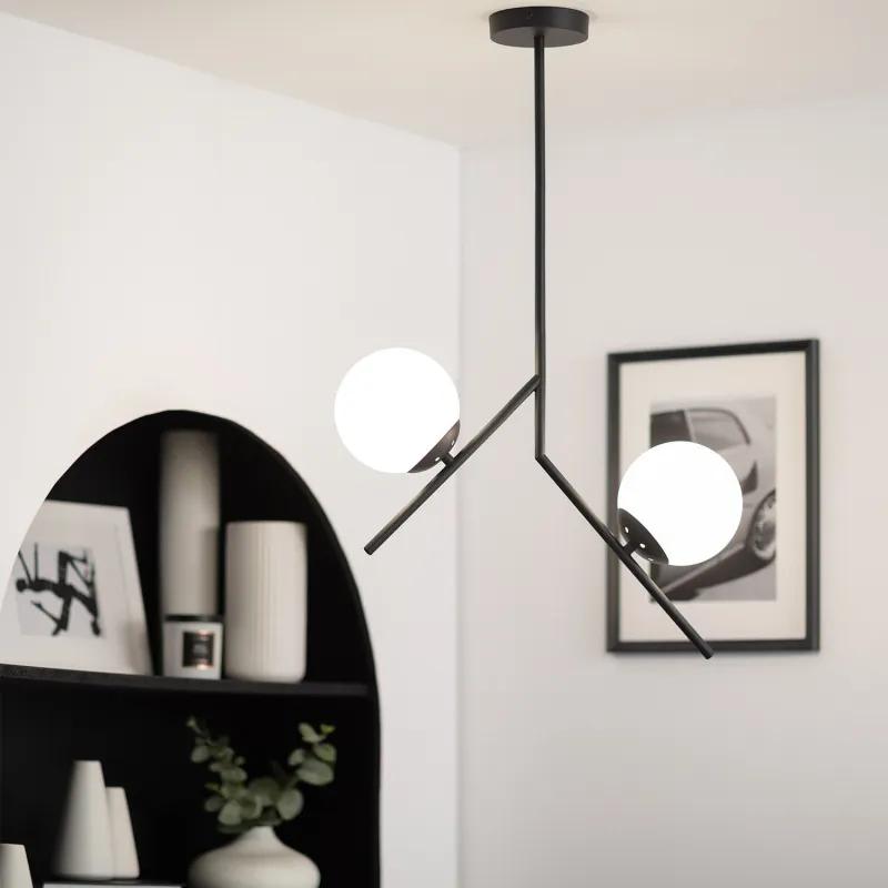 plafonnier-2-tetes-bras-metal-noir-et-boules-culot-e27