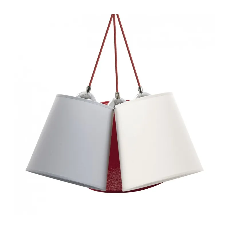 Suspension  A TU ESTILO IP20 3xE27 chrome+rouge - Pas cher