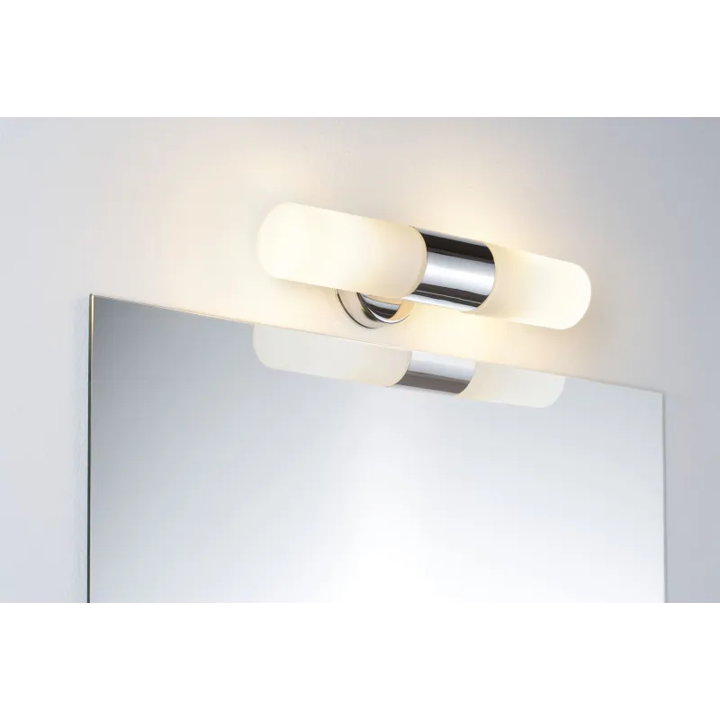 Eclairage miroir Lenia IP44 max. 2x20 W chrome, opaque, métal, verre