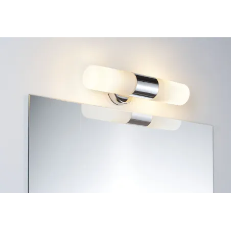 Eclairage miroir Lenia IP44 max. 2x20 W chrome, opaque, métal, verre