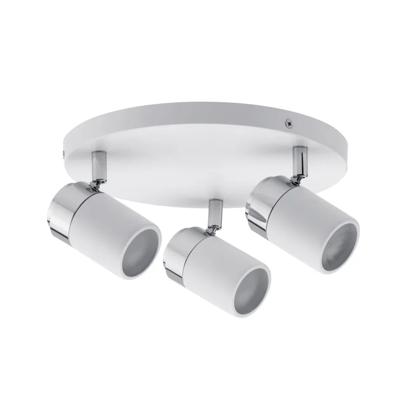 Plafonnier à Spots Zyli IP44 Max. 3x10W GU10 Blanc/chrome 230V méta...