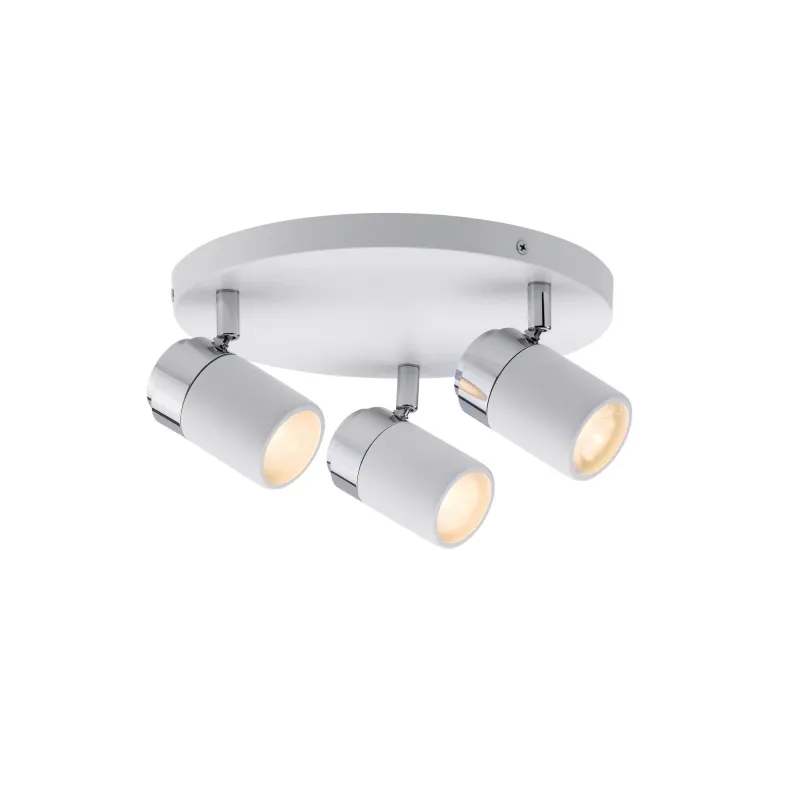 Plafonnier à Spots Zyli IP44 Max. 3x10W GU10 Blanc/chrome 230V méta...