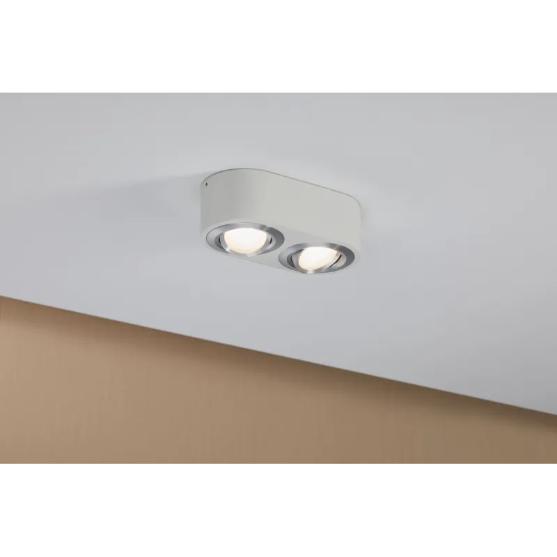 WallCeiling Argun LED 2x4,8W Blanc Alu brossé 230 V, métal - Pas cher