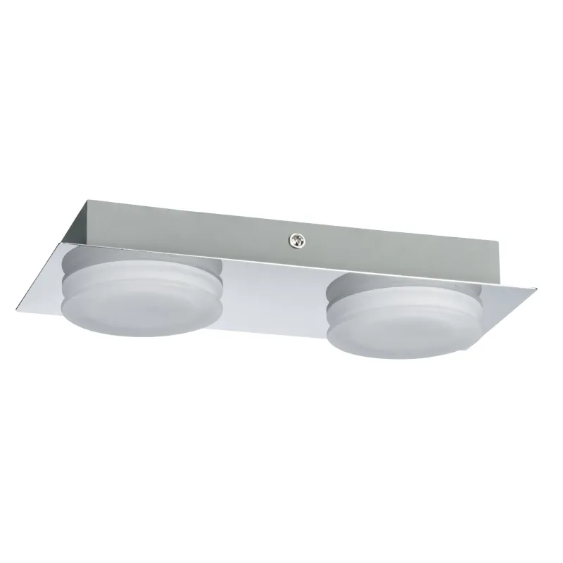 LED IP23 applique plafonnier Doradus 2x4,7W chrome 230 V Métal/plastique