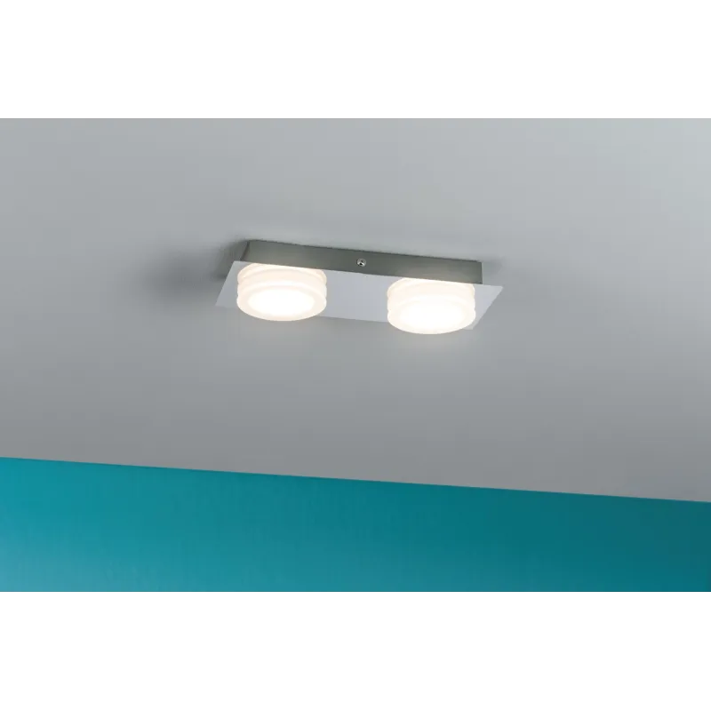 LED IP23 applique plafonnier Doradus 2x4,7W chrome 230 V Métal/plastique