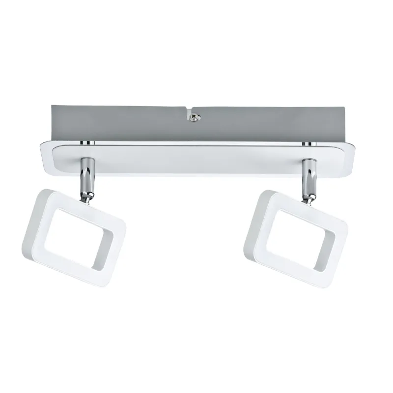 Spots Frame 2x4,5W Blanc Dépoli/Chrome 230V Métal - Pas cher