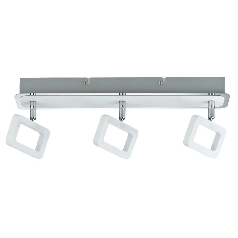 Spots Frame 3x4,5W Blanc Dépoli/Chrome 230V Métal - Pas cher