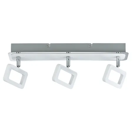 Spots Frame 3x4,5W Blanc Dépoli/Chrome 230V Métal - Pas cher