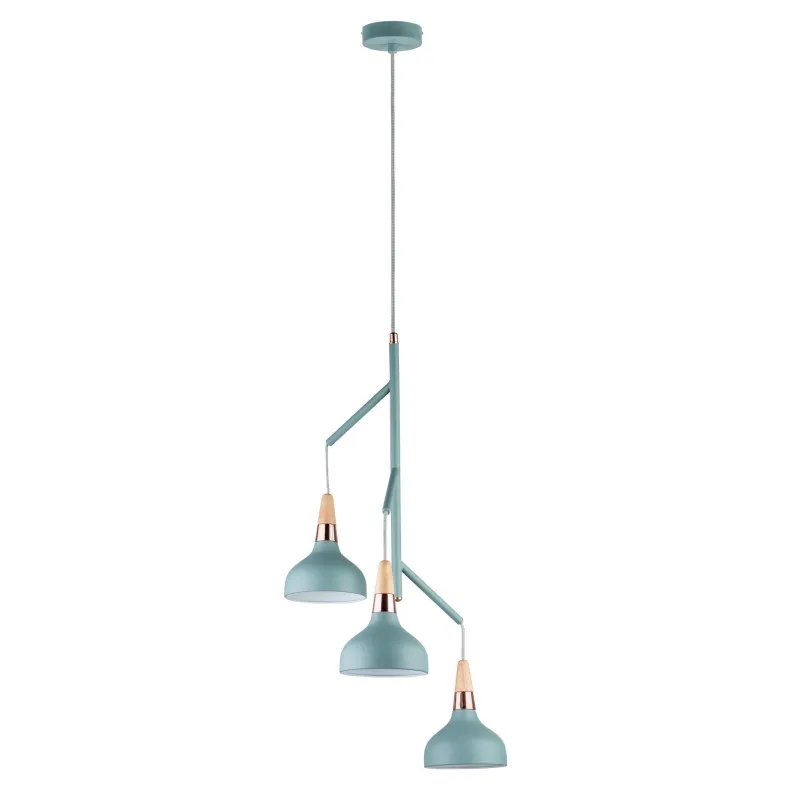 Neordic Juna suspension max 3x20W E14 Vert doux/Cuivre/Bois 120V Mé...
