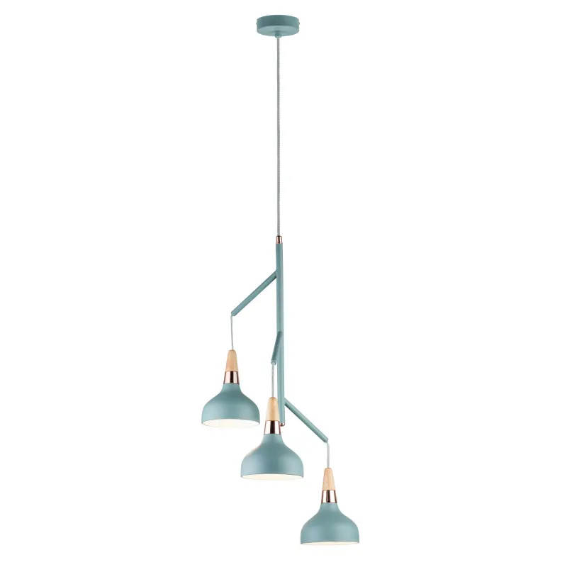 Neordic Juna suspension max 3x20W E14 Vert doux/Cuivre/Bois 120V Mé...