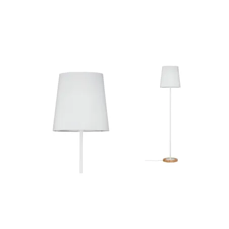 Neordic Stellan Lampadaire max 1x20W E27 Blanc/Bois 230V Tissu/Méta...