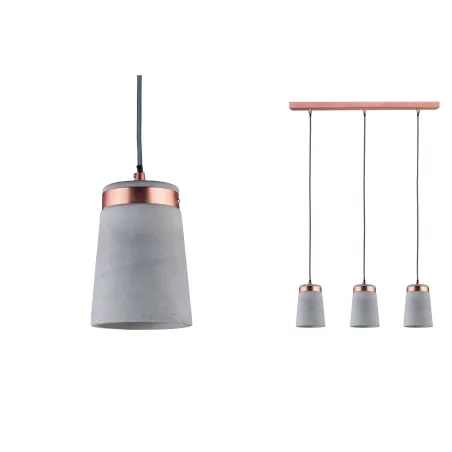Neordic Stig suspension max 3x20W E27 Gris/Cuivre mat 230V Béton/Mé...