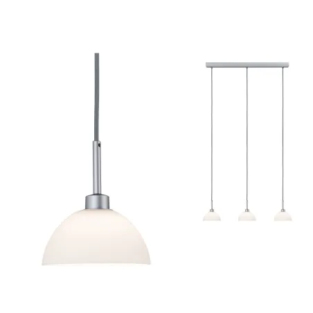 Susp Parana max.3x40W GU10 Blanc/Chrome mat 230V Verre/Métal - Pas ...