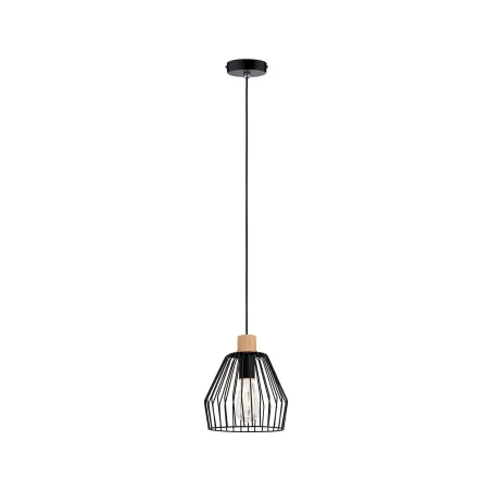 Suspension Cameo IP44 max 20W E27 Noir/Bois 230V Métal/Bois - Pas cher