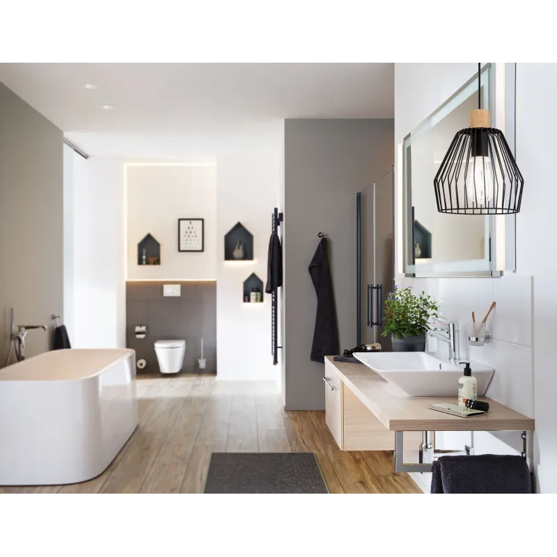 Suspension Cameo IP44 max 20W E27 Noir/Bois 230V Métal/Bois - Pas cher