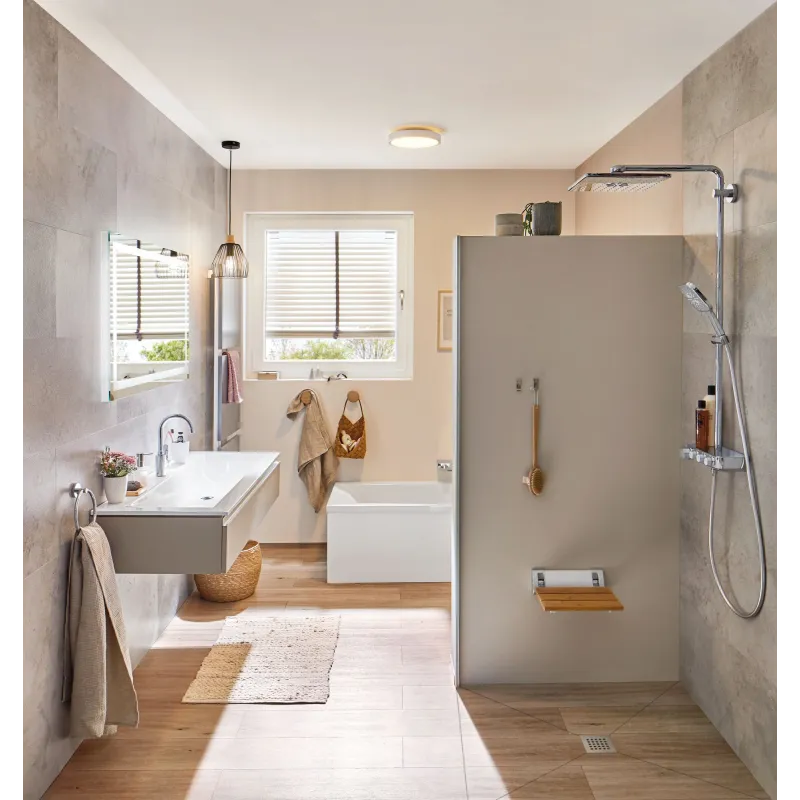 Suspension Cameo IP44 max 20W E27 Noir/Bois 230V Métal/Bois - Pas cher