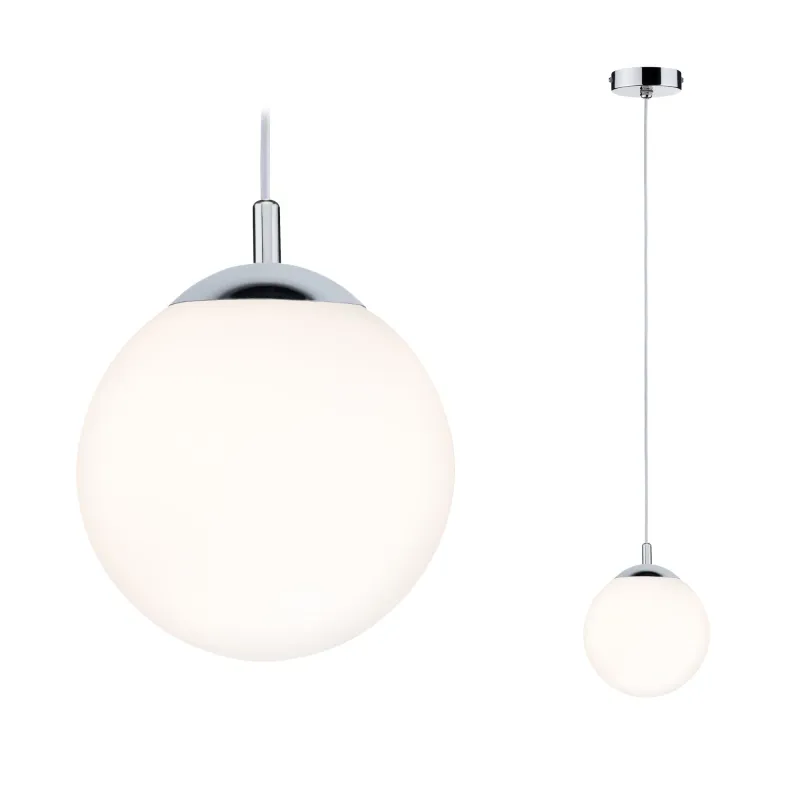 Suspension Galacta IP44 max 20W E27 Sat/Chrome 230V Verre/Métal - P...