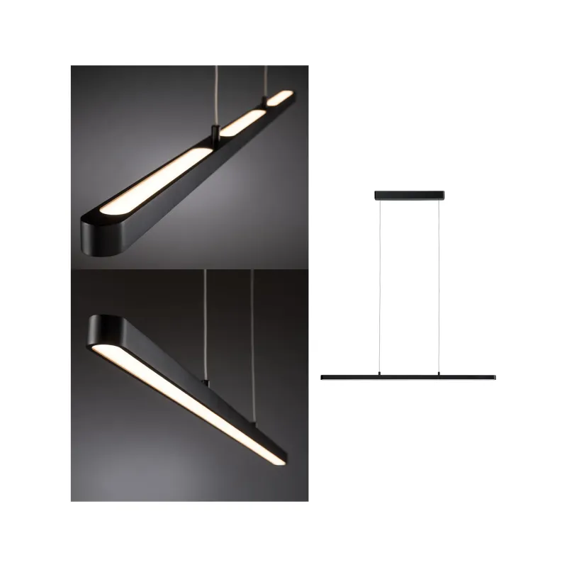 Susp. Lento grad LED 1x42W Noir/ Alu 230V Aluminium/Synthétique - P...