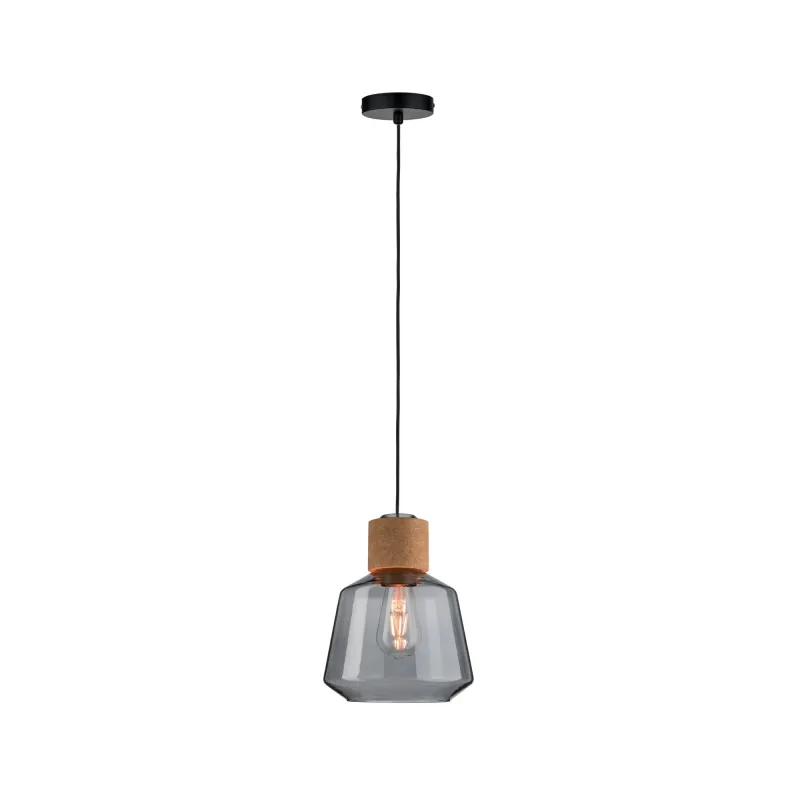 Suspension Neordic Edla max1x20W E27 Verre fumé/Liège/Noir 230 V Ve...