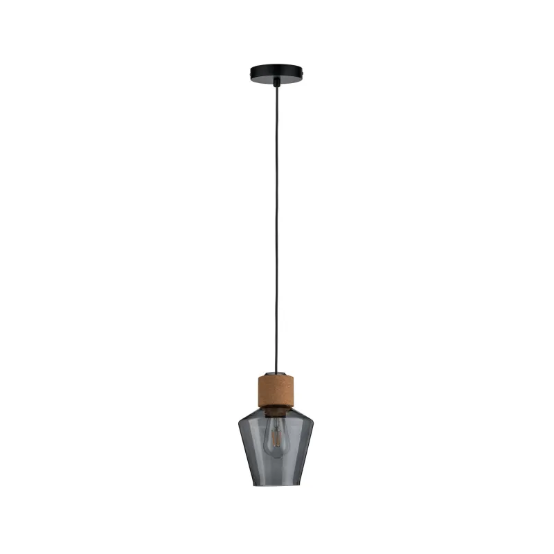 Suspension Neordic Edla max1x20W E27 Verre fumé/Liège/Noir 230 V Ve...