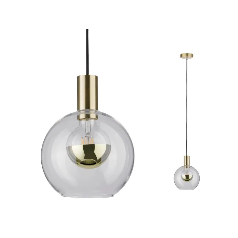 Suspension Neordic Esben max1x20W E27 Clair/laiton brossé 230V, ver...