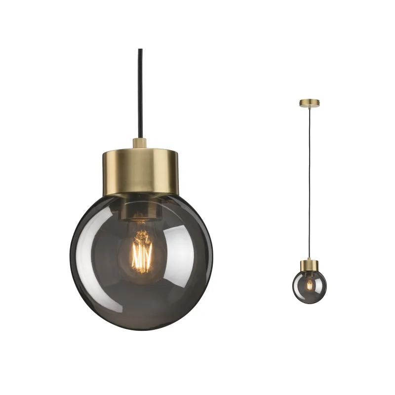 Suspension Neordic Linja max1x20W E27 Ver fumé/Lait br 230V Miroir/...