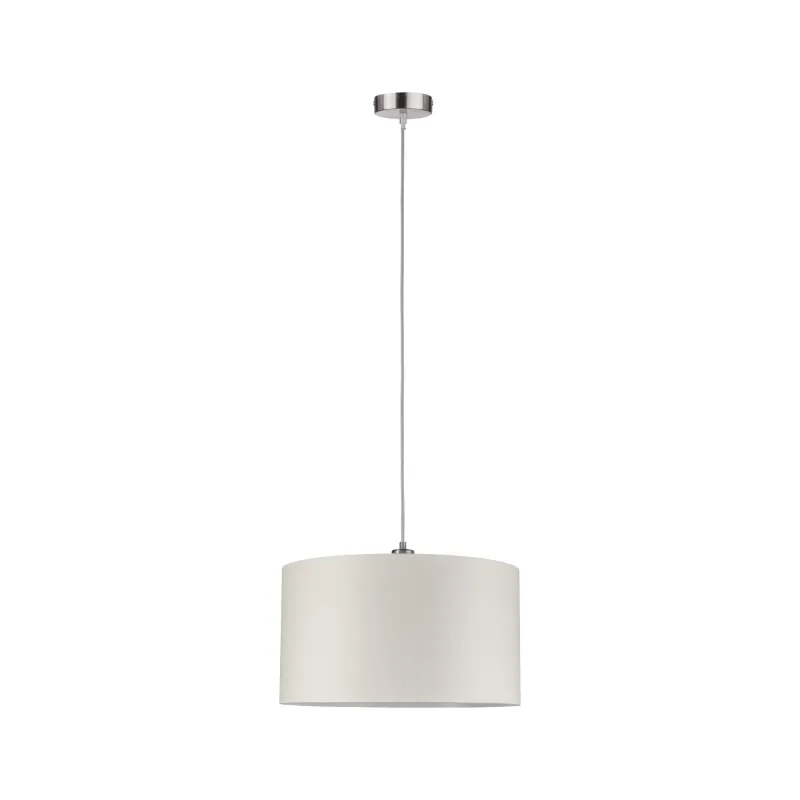 Suspension Tessa max 1x60W E27 Crème Acier brossé 230 V, métal/tiss...