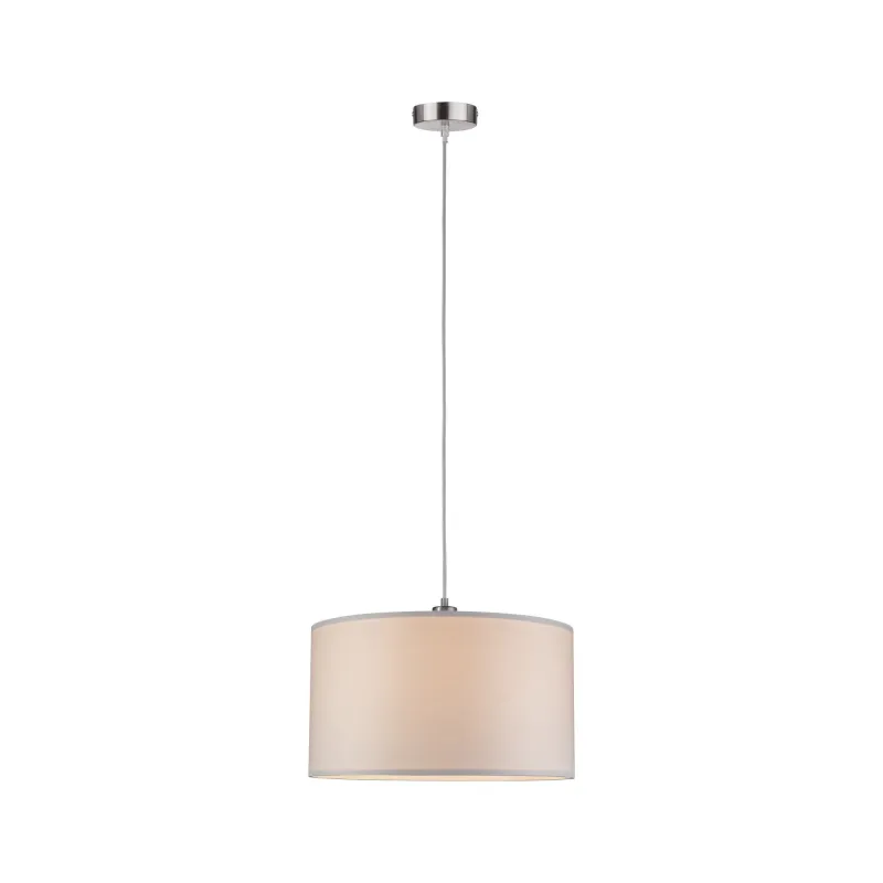 Suspension Tessa max 1x60W E27 Crème Acier brossé 230 V, métal/tiss...