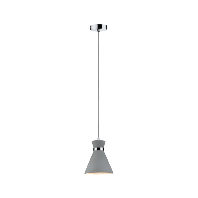 Suspension Verve IP44 max20W E27 Gris/Chrome 230V Béton/Métal - Pas...