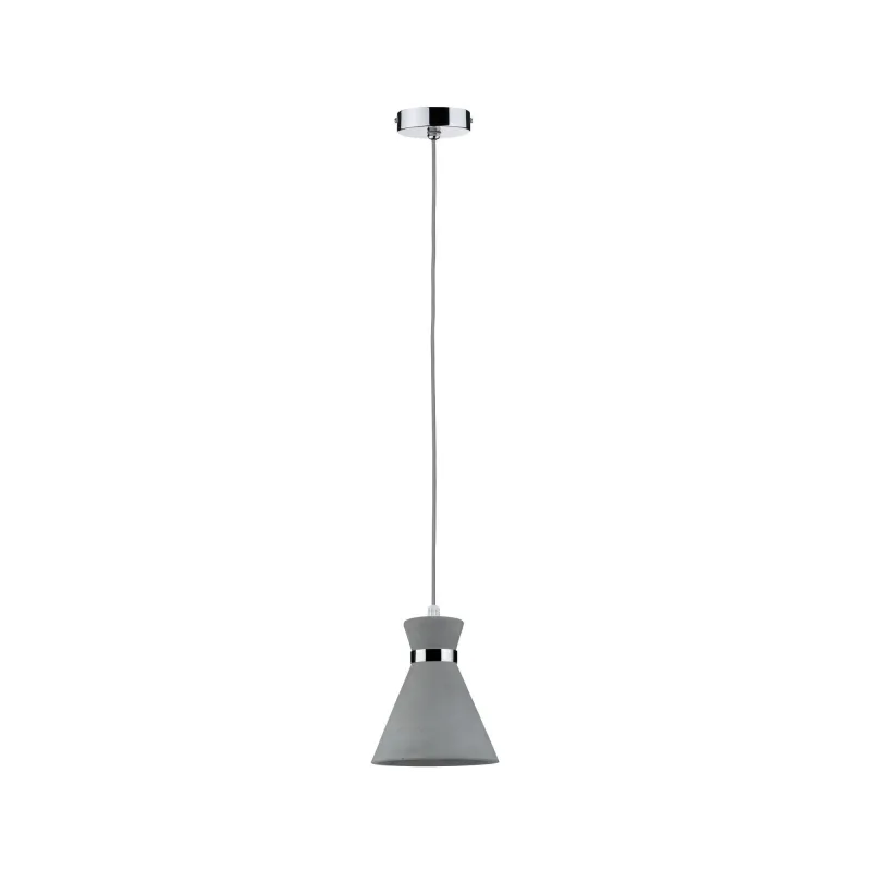Suspension Verve IP44 max20W E27 Gris/Chrome 230V Béton/Métal - Pas...