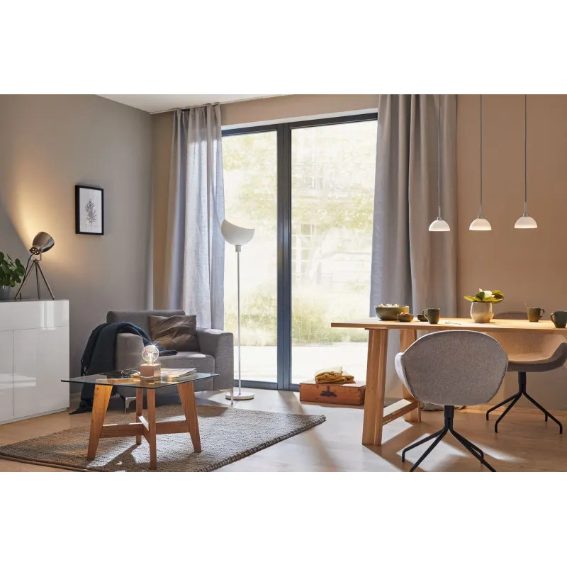 Lampe à poser Kura max1x20W E27 gris Acier brossé 230V Métal - Pas ...