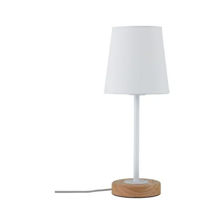 Lampe à poser Neordic Stellan max.1x20 W E27 blanc/bois 230 V tissu...