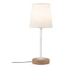 Lampe à poser Neordic Stellan max.1x20 W E27 blanc/bois 230 V tissu...