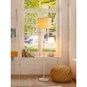 Lampe à poser Neordic Stellan max.1x20 W E27 blanc/bois 230 V tissu...
