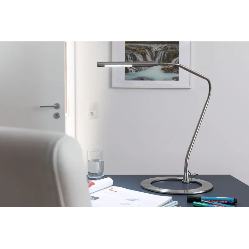 Lampe à poser Plaza 3W LED 350mA Acier brossé 230/12V Métal - Pas cher