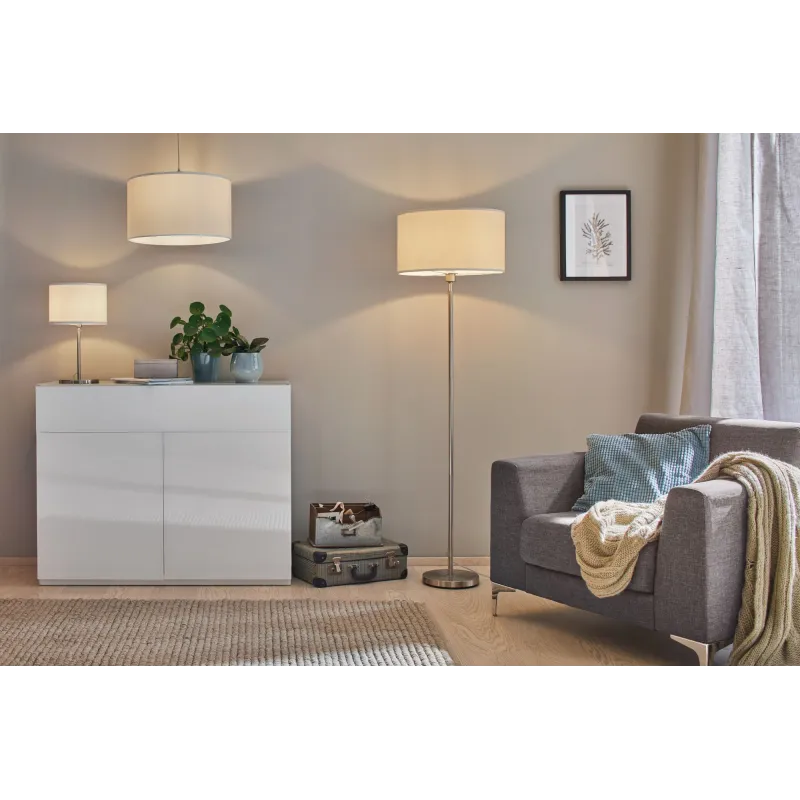 Lampe à poser Tessa max 1x40W E14 Crème Acier brossé 230 V, métal/t...