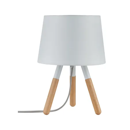 Neordic Berit lampe de table max 1x20W E27 Blanc/Bois 230V Tissu/Mé...